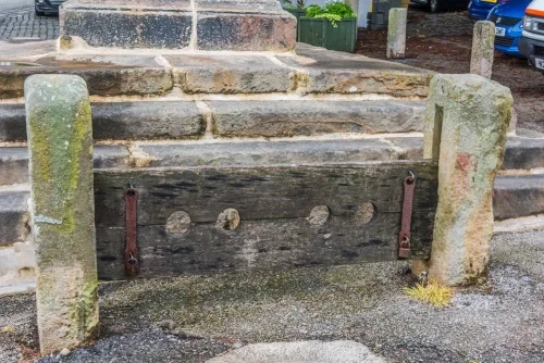 An old set of stocks in The Square