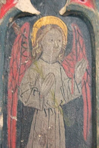 Painted stone panel detail