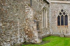 12th century stonework, chancel exterior