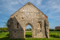 The gabled west wall of the friary church