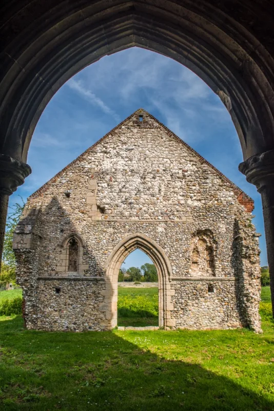 The west wall of the friary church
