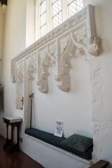 Burnham Thorpe, All Saints Church, 15th century sedilia in the chancel