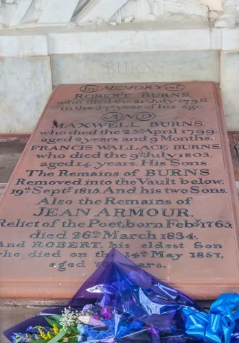 Memorial grave slab to Burns, Jean Armour and their two sons