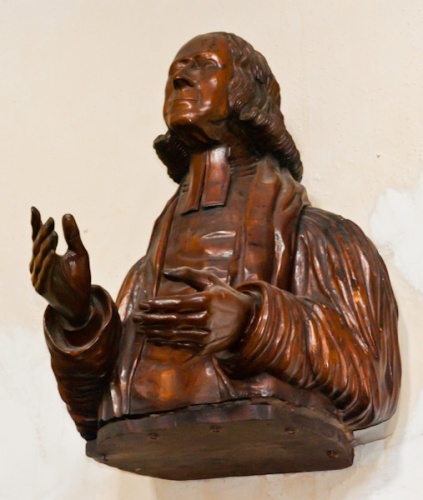 Wooden bust of John Wesley