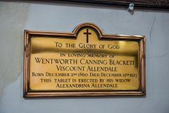 Memorial brass to Viscount Allendale, d. 1923
