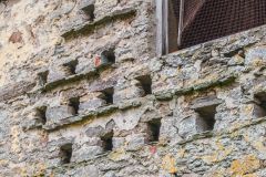 Dove nesting boxes in the priory wall