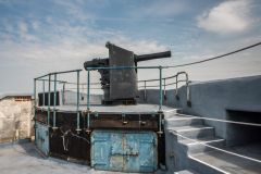 World War Two gun on the keep roof