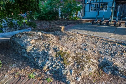 A ruined section of wall on St Radigund's Street