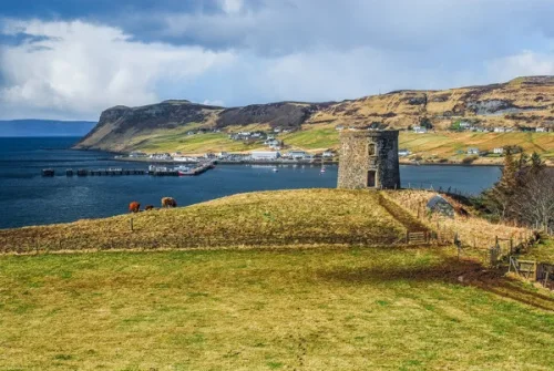 The folly with Uig beyond