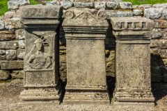 Three Roman altars at the northern end of the temple