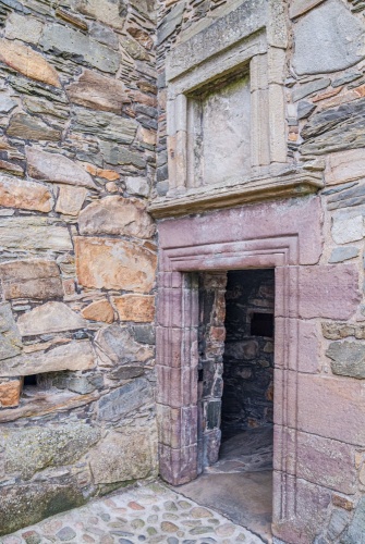 The entrance and Broun coat of arms