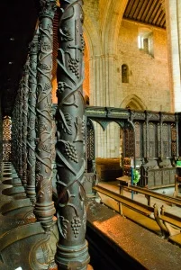 The beautifully carved choir stalls