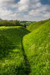 Looking along the castle earthworks