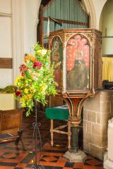 The medieval wineglass pulpit in St James Church
