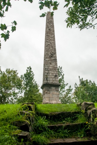 The obelisk on top of the castle mound