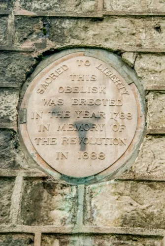 The commemoration plaque on the monument