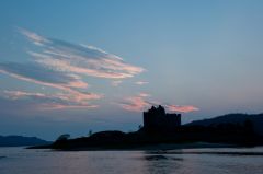 The castle silhoutted at dawn