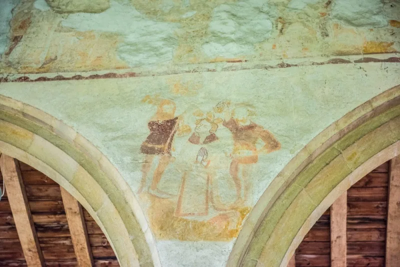 Stoning of St Stephen wall painting, c. 1377