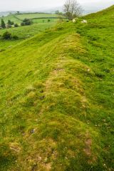 Looking along the castle enclosure earthwork