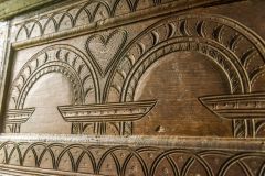 Carved panel on the 17th-century pulpit