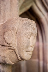 Carved head, 14th c sedilia