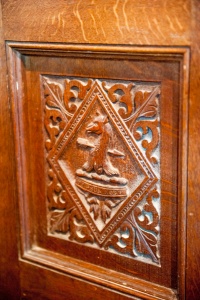 Carved panel in the chancel