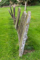A row of old gravestones