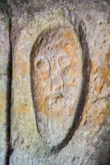 A carved medieval head