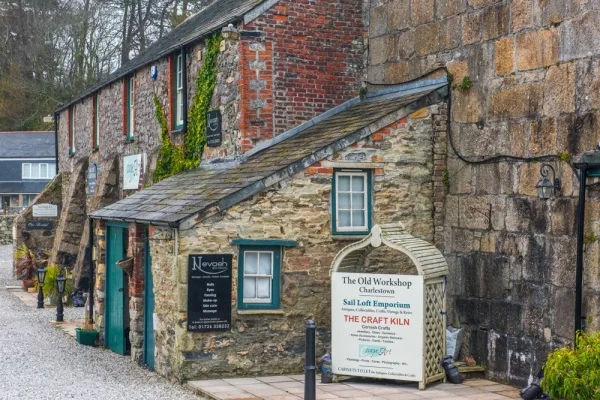 Historic harbourside buildings now used as shops