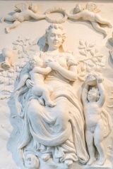 1620s Faith, Hope, and Charity overmantle from the Master's rooms