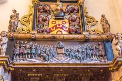 Ornate frieze on Thomas Sutton's memorial