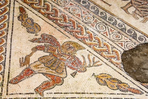 Roman mosaic at Chedworth Roman Villa