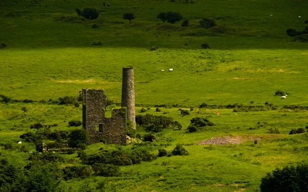 Old mining buildings from the top of Cheesewring