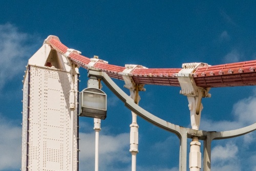 The bundled steel cable and suspension tower