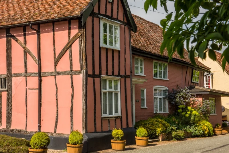 A timber-framed house near the village pub