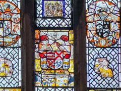 Stained glass panels, east window, north aisle