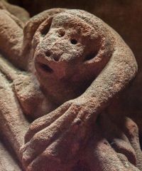 Carved figure of a monkey