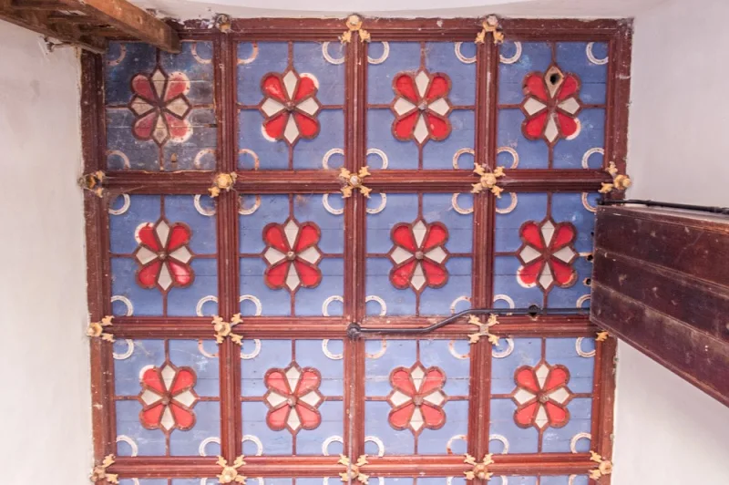 The ornately decorated tower ceiling