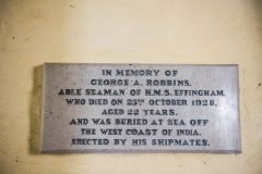 Chilbolton, St Mary-the-Less Church, Memorial to seaman George Robbins