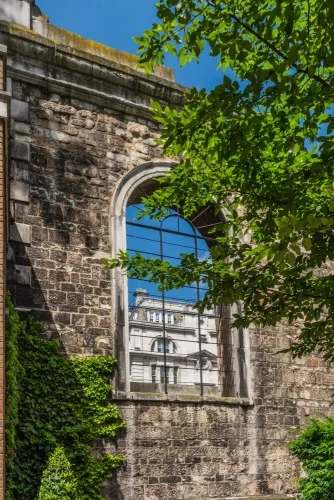 The south wall of the ruined church