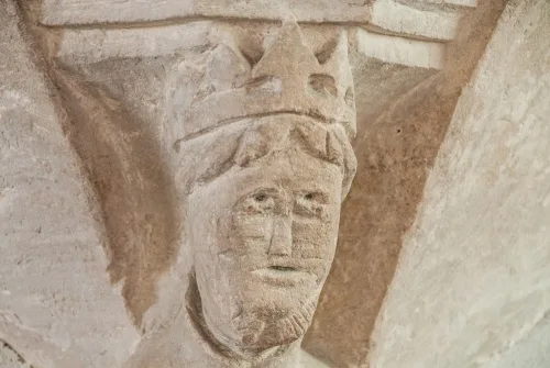 Carved medieval head of a king