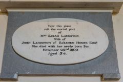 Mrs Sarah Langston memorial, 1800