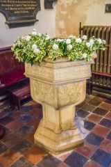 The finely carved font