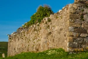 The south wall of the church