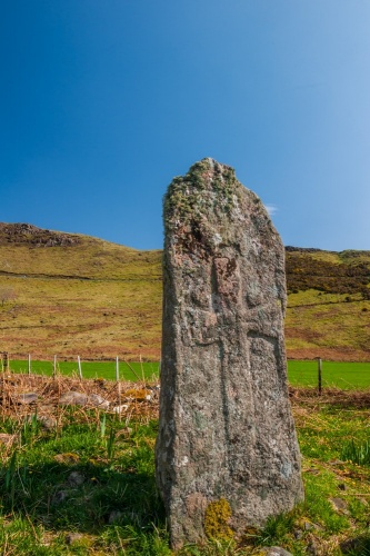 The carved cross face of the standing stone