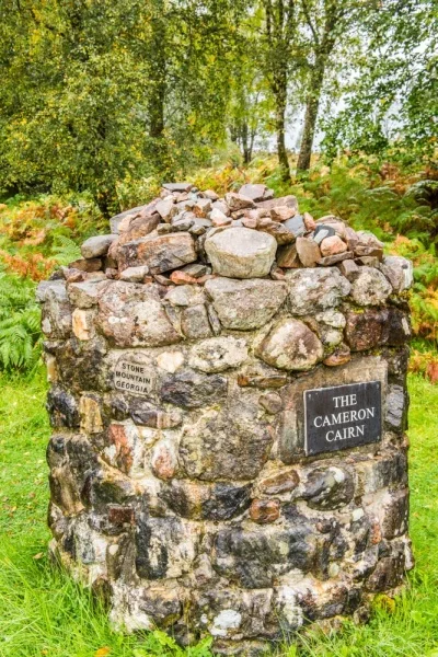 The Cameron Cairn, outside the museum