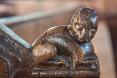 15th century bench end carving