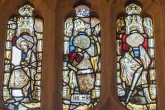 Medieval stained glass of martyred female saints