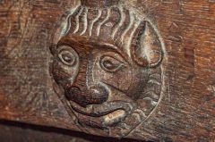 Medieval misericord of a lion