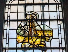 Medieval stained glass of a boat